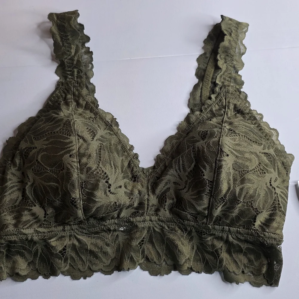 NWT Maurices S Lace Criss Cross Bralette Forest Green 2761-E